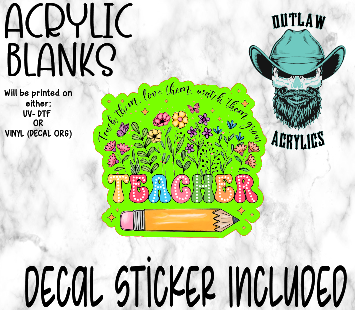 Teacher Bed Flowers Acrylic & Decal Set