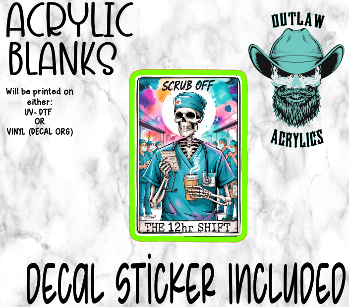 The 12 Hour Shift Tarot Card Acrylic & Decal Set