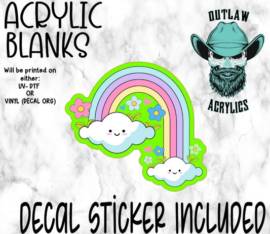 Clouds & Rainbow Flowers Acrylic & Decal Set