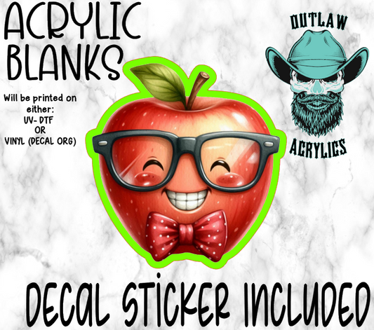 Smiley Apple Glasses Acrylic & Decal Set