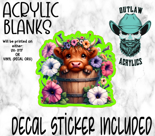 Floral Style Baby Highland Acrylic & Decal Set