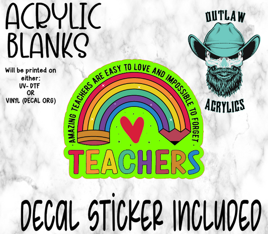 Teacher Pencil Rainbow Acrylic & Decal Set