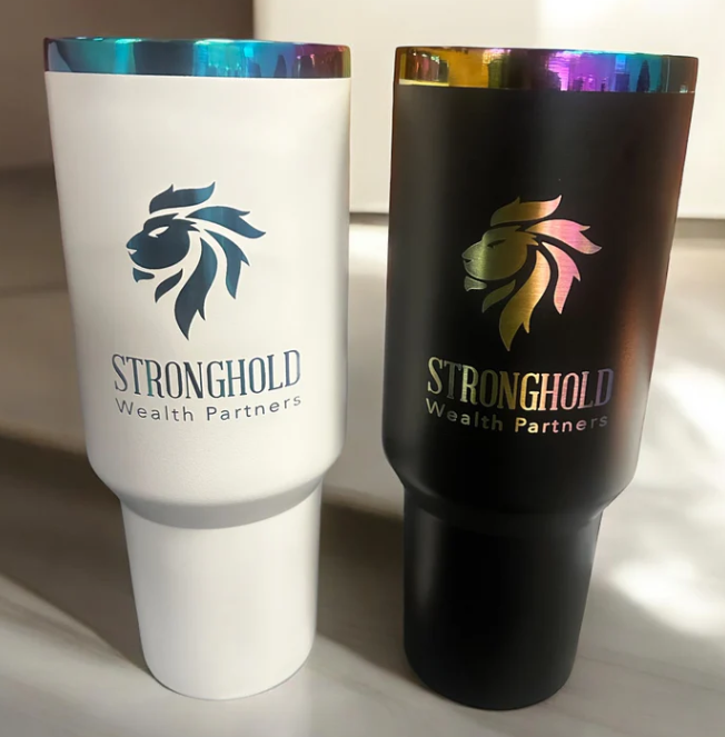 Custom Powder Coated 40 Oz Tumbler Rainbow OR Gold Coating