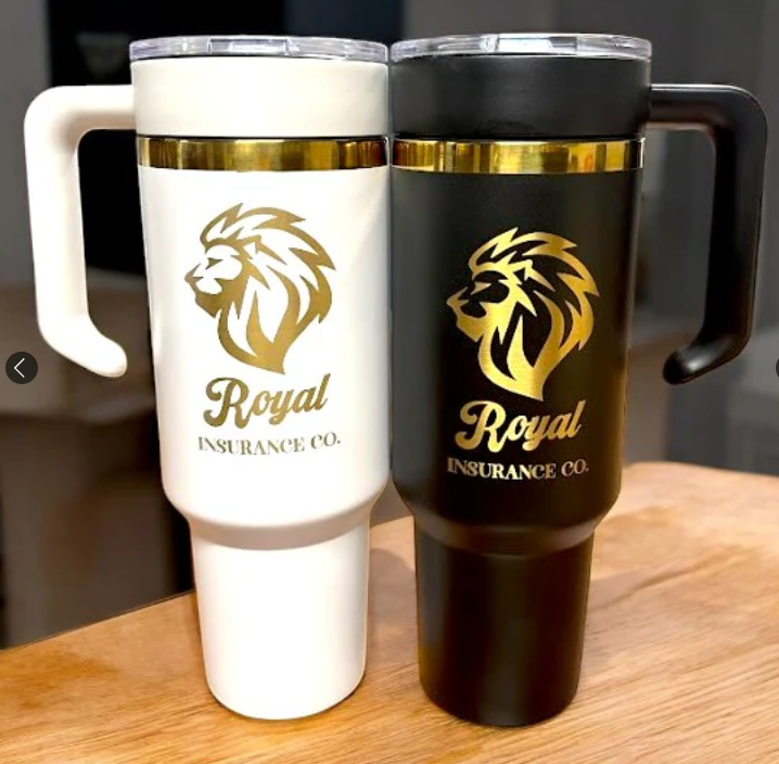 Custom Powder Coated 40 Oz Tumbler Rainbow OR Gold Coating