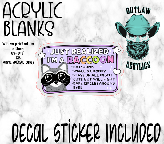 I Am A Raccoon Acrylic & Decal Set