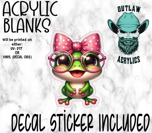 Pink Bow Happy Frog Acrylic & Decal Set