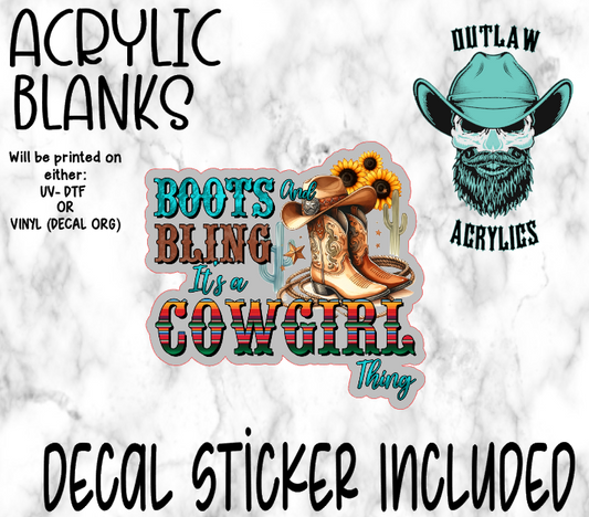 Boots & Bling Cowgirl Thing Acrylic & Decal Set