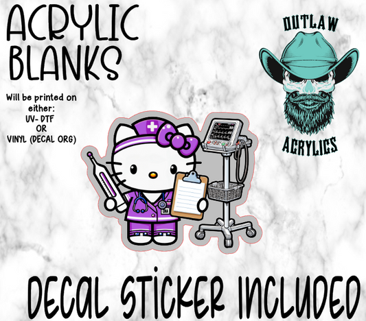 Purple Cat Nurse Dr. Acrylic & Decal Set