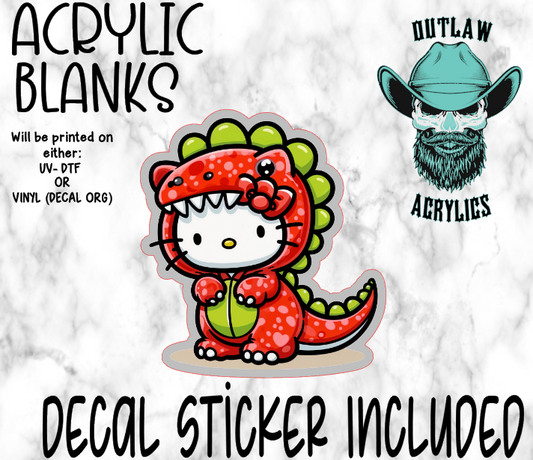 Dino Cat Acrylic & Decal Set