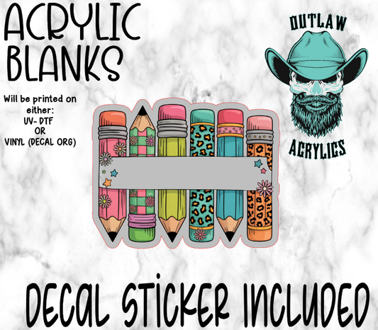 Pencil Teacher Retro Acrylic & Decal Set