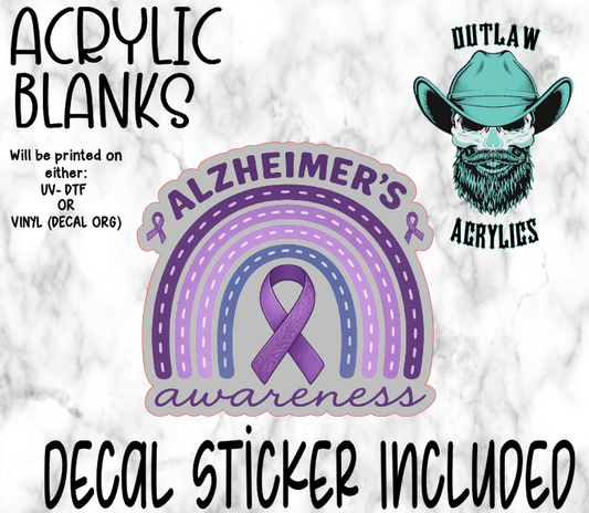 Alzheimer's Awareness Rainbow Acrylic & Decal Set