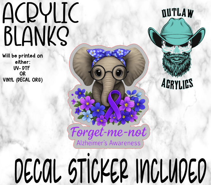 Forget Me Not Alzheimer's Acrylic & Decal Set