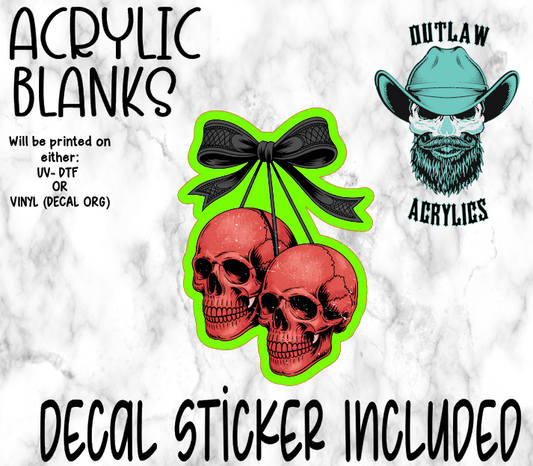 Black Cherry Skull Bow Acrylic & Decal Set