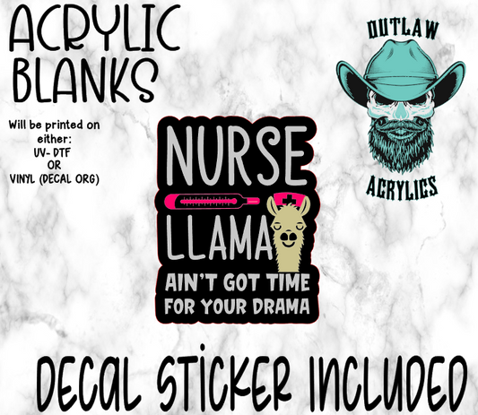 Nurse Llama Acrylic & Decal Set