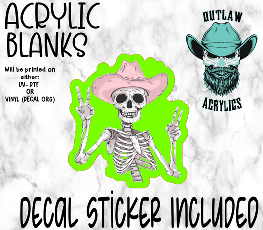 Cowboy Peace Skeleton Acrylic & Decal Set