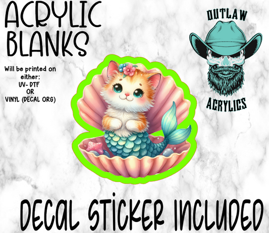 Cat Mermaid Oyster Acrylic & Decal Set