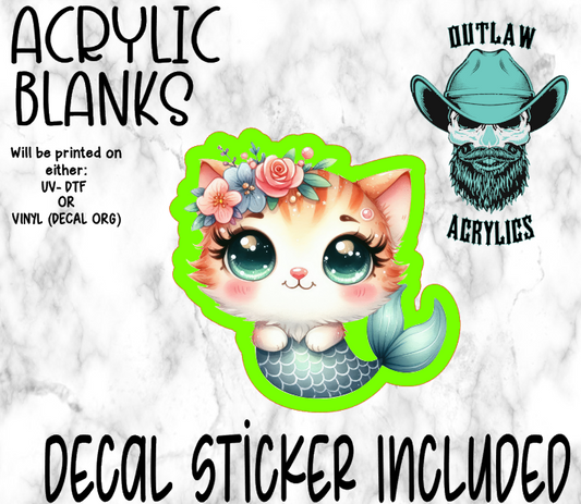 Mermaid Cat Acrylic & Decal Set