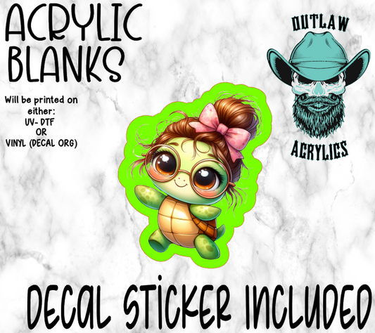 Turtle Girl High Bun Acrylic & Decal Set