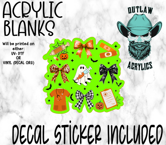 Nurse Halloween Coquette Bow Acrylic & Decal Set