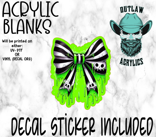 Green Slime Skull Bow Acrylic & Decal Set