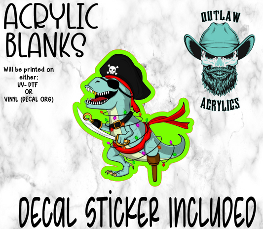 Festive Dino Pirate Acrylic & Decal Set