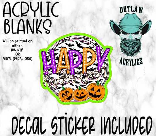 Happy Halloween Bats Acrylic & Decal Set