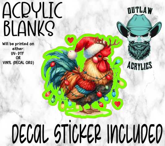 Rooster Christmas Acrylic & Decal Set
