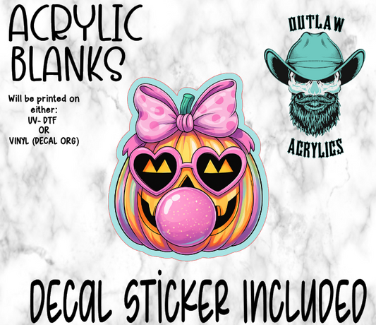 Happy Pumpkin Bubble Gum Acrylic & Decal Set