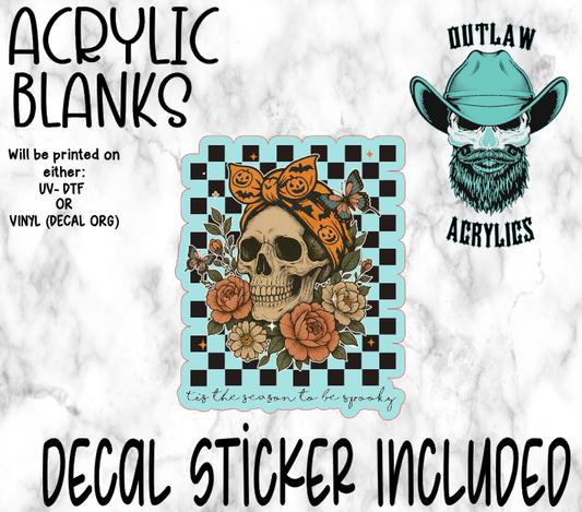 Checkered Skull Lady Spooky Acrylic & Decal Set