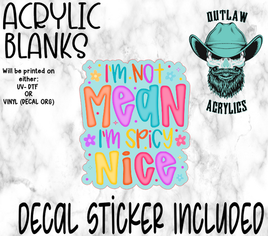 Colorful Spicy Nice Acrylic & Decal Set