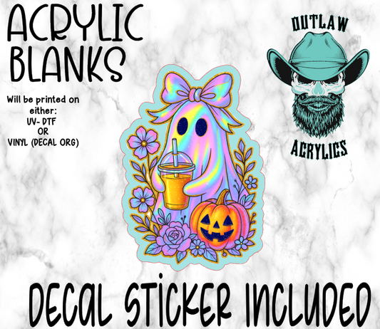 Ghost Holo Flowers Pumpkin Acrylic & Decal Set