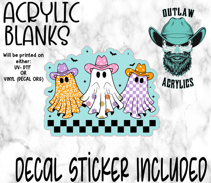 Cowboy Ghosts Colorful & Bats Acrylic & Decal Set