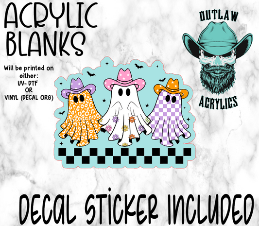 Cowboy Ghosts Colorful & Bats Acrylic & Decal Set