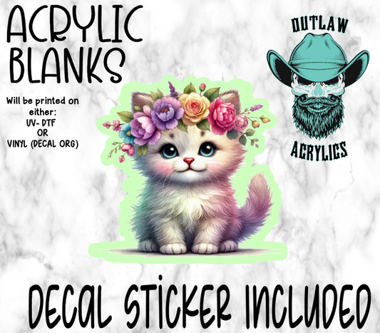 Floral Kitten Acrylic & Decal Set