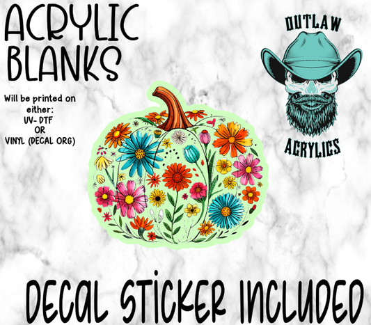 Floral Pumpkin Acrylic & Decal Set