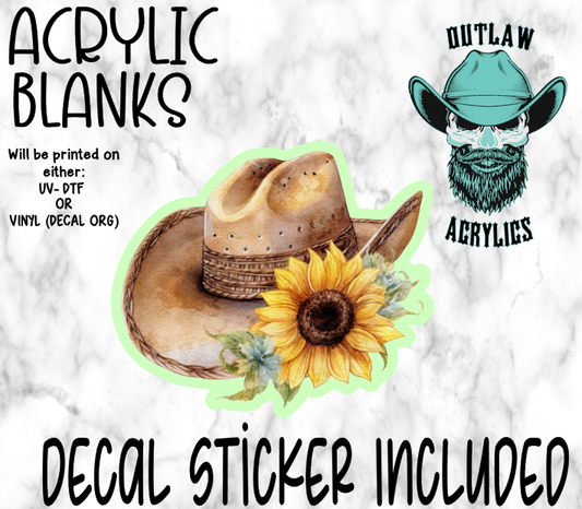 Cowboy Hat Sunflower Acrylic & Decal Set