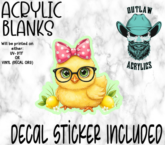Pink Bow Chick Acrylic & Decal Set