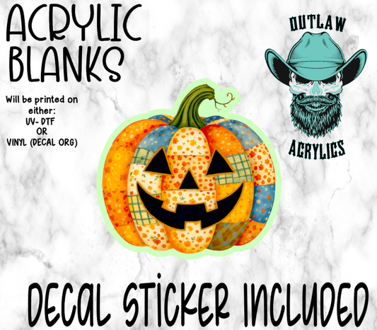 Patch Work Pumpkin Acrylic & Decal Set