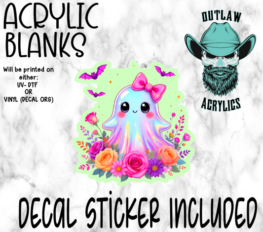 Colorful Roses Ghost & Bats Acrylic & Decal Set