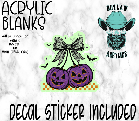 Purple Pumpkin Coquette Style Acrylic & Decal Set