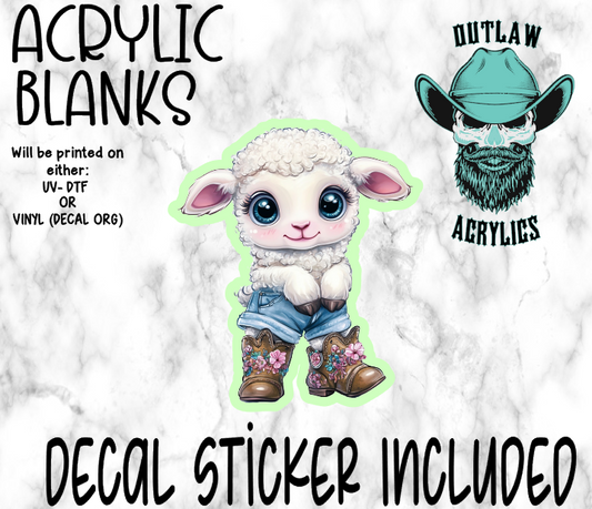 Lamb Cowgirl Acrylic & Decal Set
