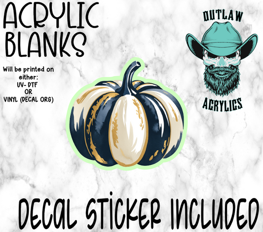Blue & White Pumpkin Acrylic & Decal Set