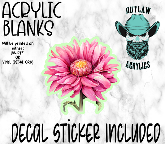 Pink Flower Acrylic & Decal Set