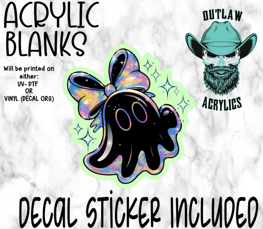 Black Holo Bow Ghost Acrylic & Decal Set