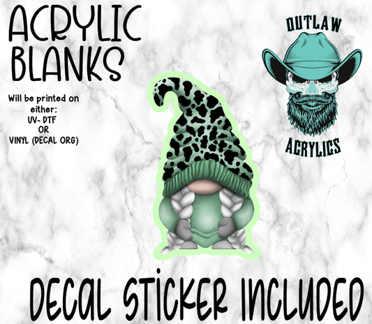 Green Cow Print Gnome Acrylic & Decal Set