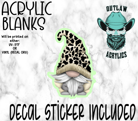 Yellow Cow Print Gnome Acrylic & Decal Set