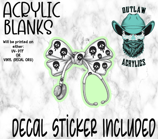 White Black Skull Nurse Bow Scope Acrylic & Decal Set