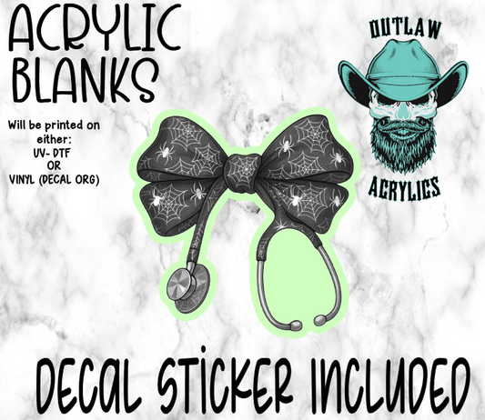 Black White Spider Web Nurse Bow Scope Acrylic & Decal Set