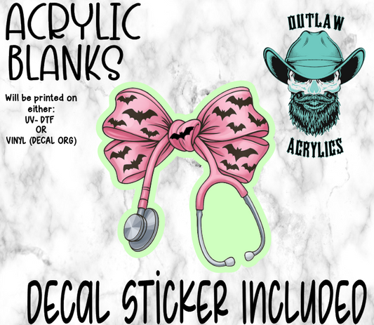 Pink Black Bats Nurse Bow Scope Acrylic & Decal Set