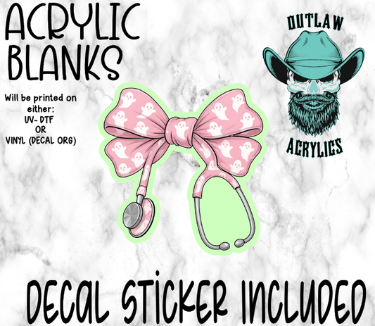 Pink White Ghost Nurse Bow Scope Acrylic & Decal Set